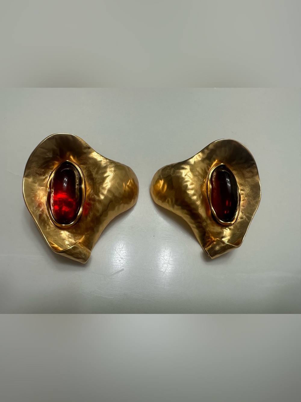 🌟 Saint Laurent Petal Sculpted Clip-On Drop Earrings